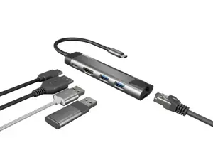"NATEC Multiport Fowler Go USB-C -> šakotuvas USB 3.0 x2 HDMI 4K USB-C PD RJ45