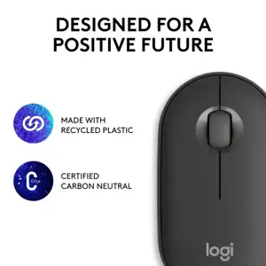 "Logitech Pebble 2 M350s", dvipusis, optinis, RF belaidis + "Bluetooth", 4000 DPI, grafito spalvos
