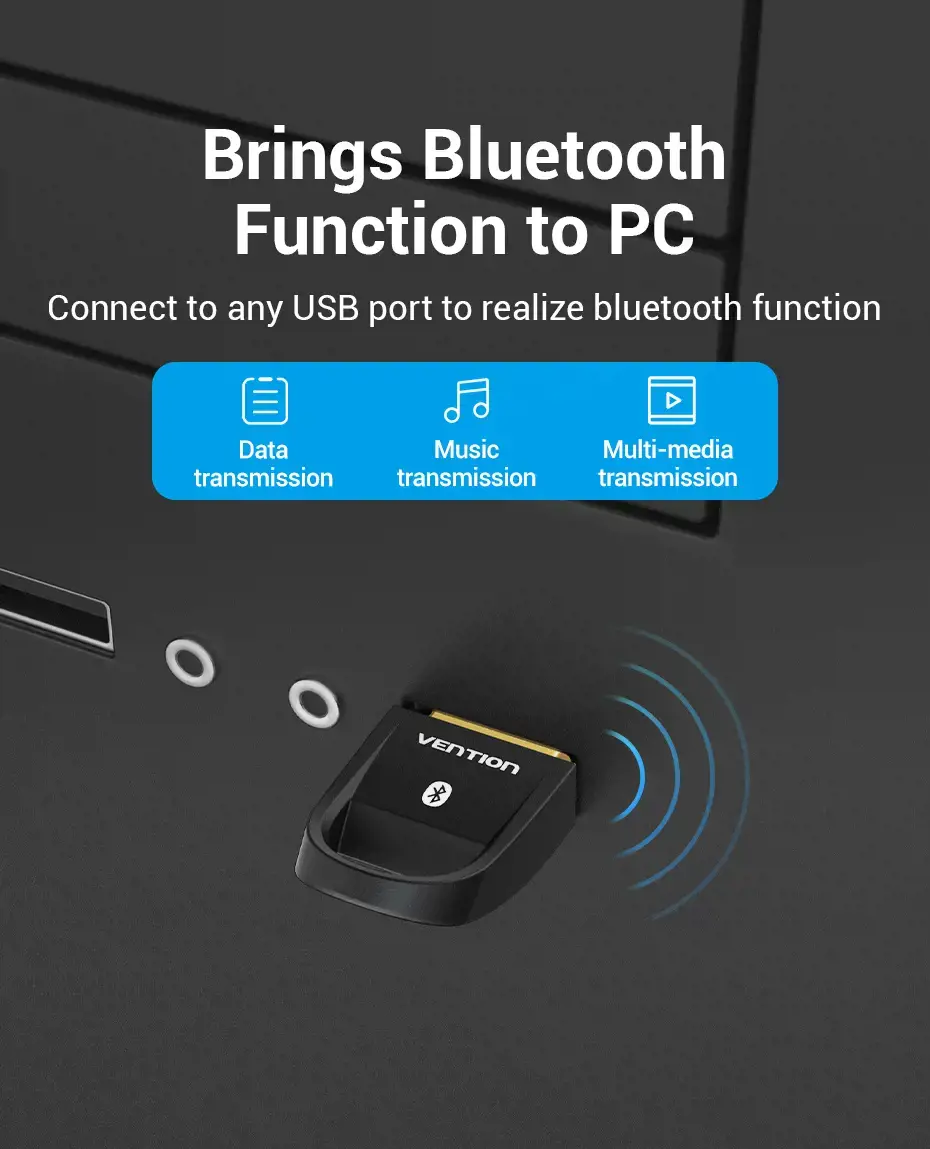 "Vention" USB Bluetooth5.0 adapteris juodas, laidinis, USB, Bluetooth, juodas