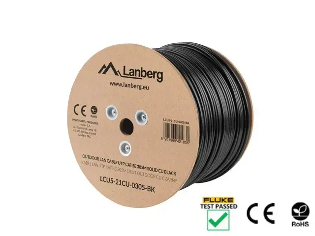 LANBERG LCU5-21CU-0305-BK Lanberg UTP daugiasluoksnis kabelis CU OUTDOOR, kat. 5e, 305 m, juodas
