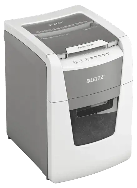 "Leitz IQ Autofeed Small Office 100" automatinis popieriaus smulkintuvas P4, kryžminis smulkinimas, 22 cm, 4 x 30 mm, 34 L, Touch, 8 lapai