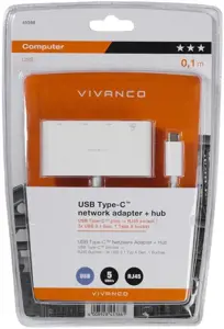 "Vivanco" adapteris USB-C - LAN + šakotuvas 3 prievadai (45388)