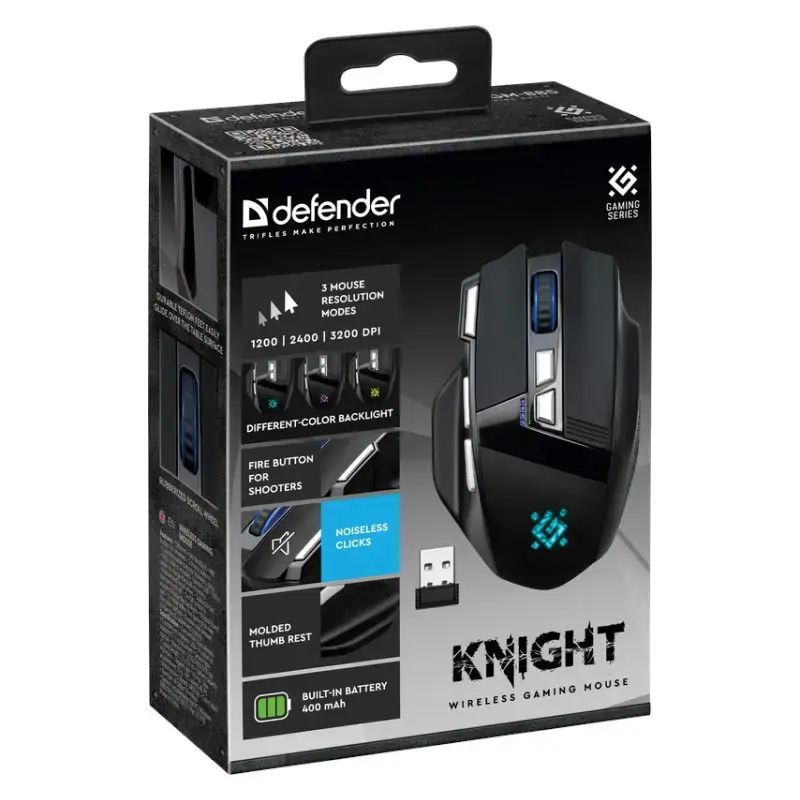 MOUSE DEFENDER GM-885 KNIGHT RF WIRELESS 3200dpi 8P BLACK