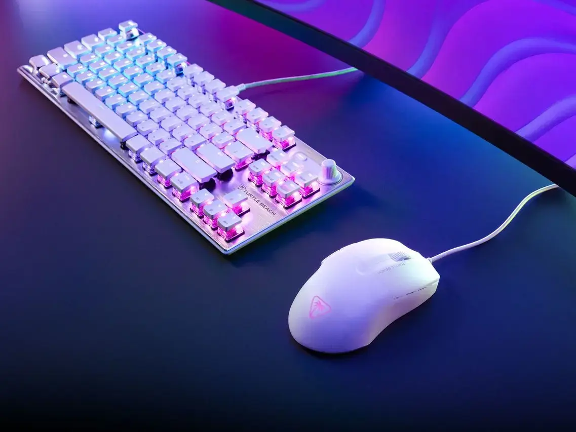 Turtle Beach Pure SEL - Ultra-Light Ergonomic RGB Gaming Mouse, 8K DPI Optical Sensor, Mechanical Switches, Pretension System, Pure PTFE glides, RGB Illumination White, Right-hand, Optical, USB Type-A, 8000 DPI, White