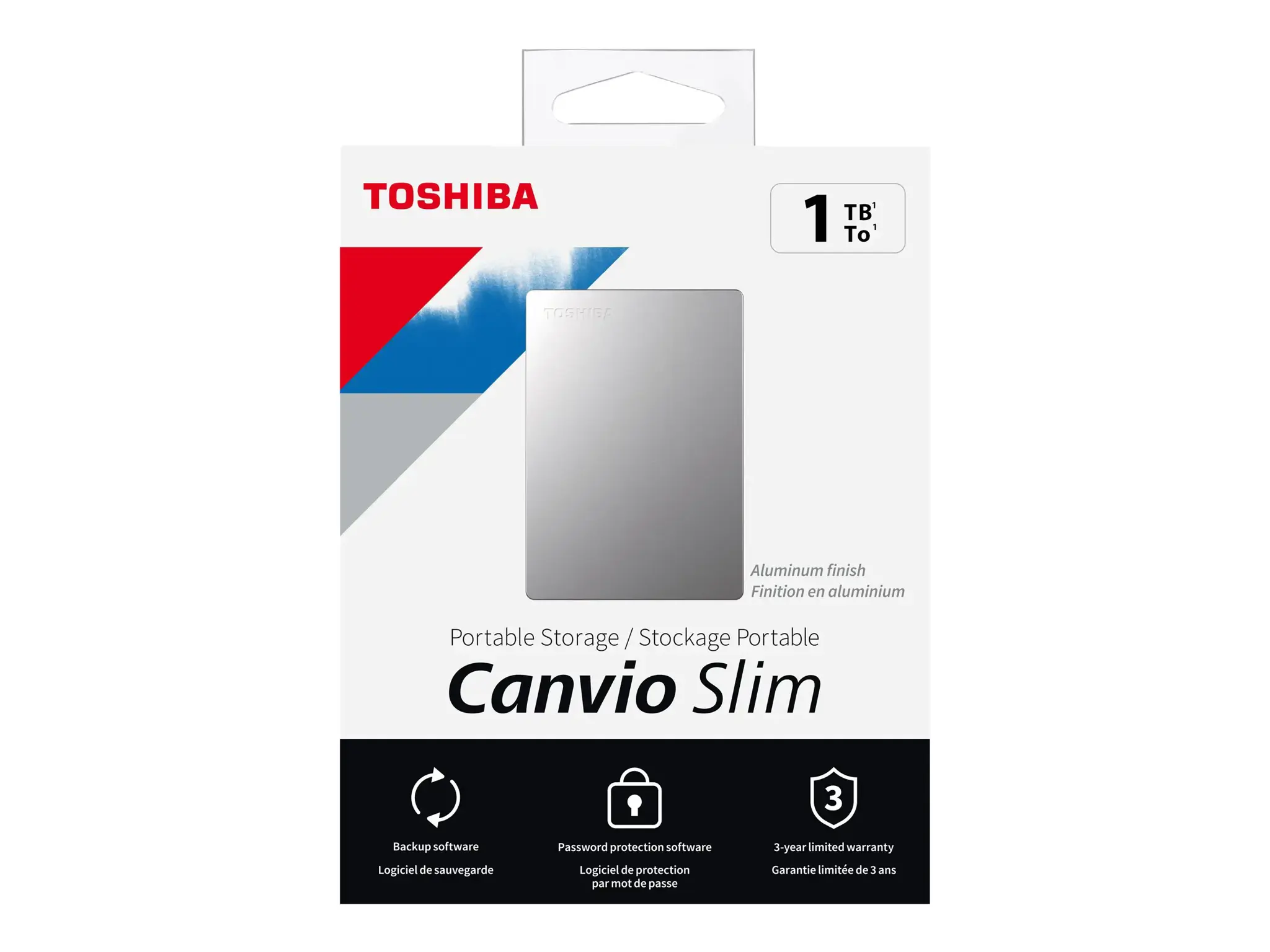 TOSHIBA "Canvio Slim" 1TB USB3.2 sidabrinis