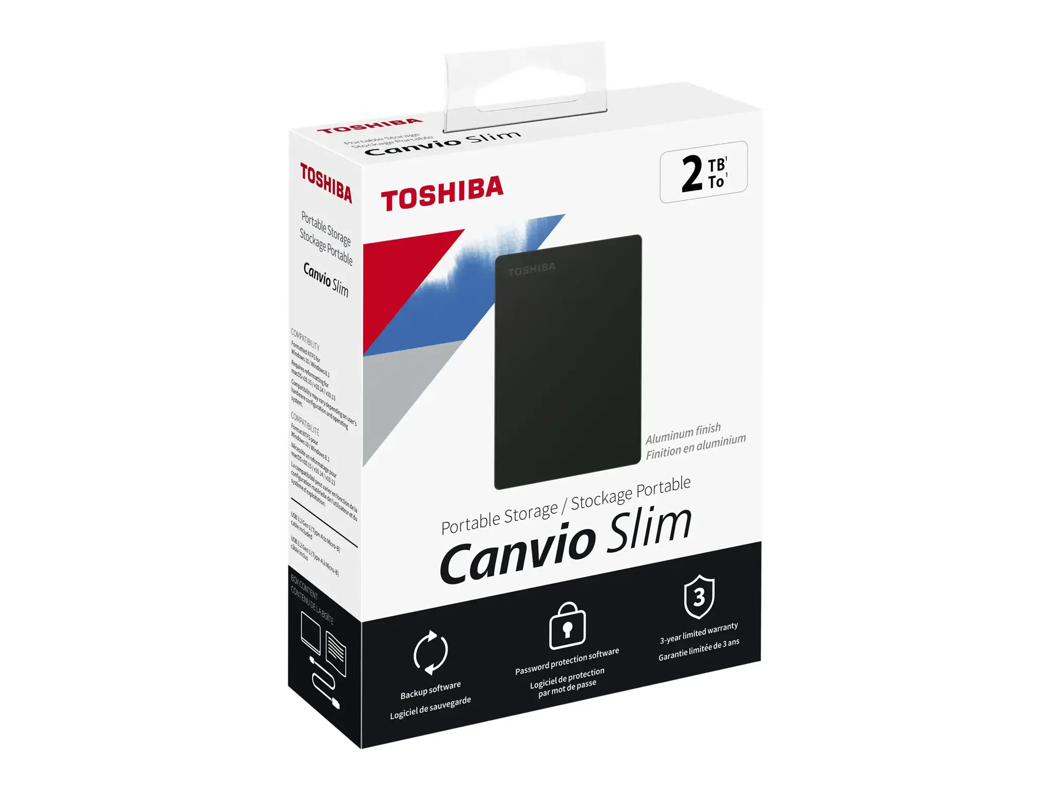 TOSHIBA "Canvio Slim" 2TB USB3.2 juodas