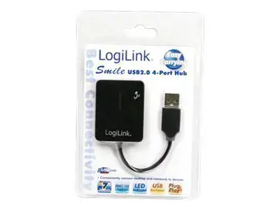 LOGILINK USB 2.0 4 prievadų šakotuvas USB 2.0 šakotuvo standartas Didžiausias greitis: 480 Mbit/s