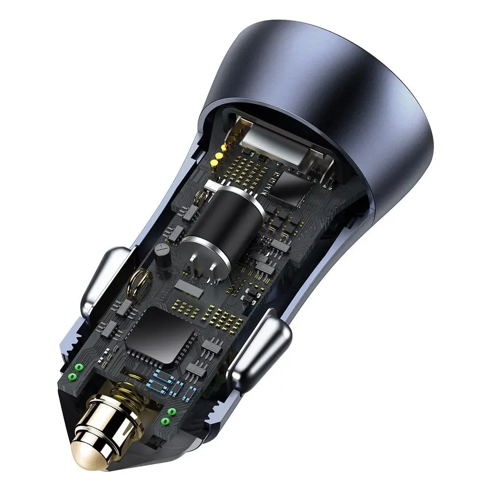 Baseus TZCCJD-0G Golden Contactor Car Charger Dual Quick Charger USB 40W Dark Grey