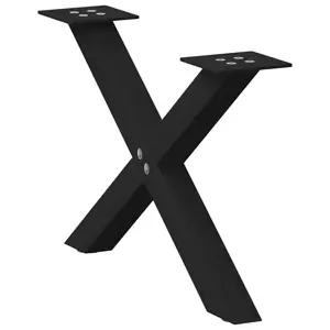 Kavos staliuko kojelės, X formos, 2 vnt., juodos, 50x(30-31) cm, plienas