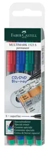 Permanentinis žymeklis CD/DVD diskams FABER CASTELL MULTIMARK S, 4 sp. komplektas