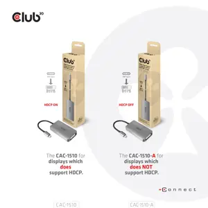 CLUB3D USB3.2 Gen1 Type-C to Dual Link DVI-D HDCP OFF version Active Adapter M/F for Apple Cinema Displays, 0.25 m, USB Type-C, DVI, Male, Female, 3840 x 2160