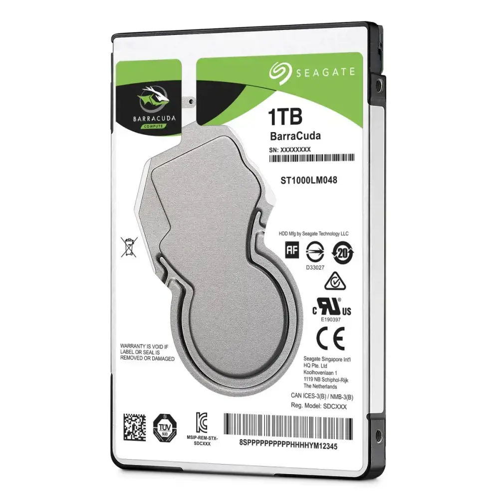 "SEAGATE Barracuda" 1 TB kietasis diskas SATA 6 Gb/s 5400 aps./min 2,5 colio 7 mm aukščio 128 MB spartinančiosios atminties BLK