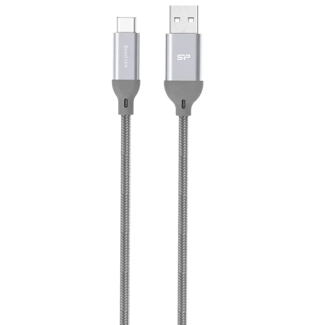 Silicon Power Boost Link Nylon LK30AC, 1 m, USB A, USB C, USB 3.2 Gen 1 (3.1 Gen 1), 5000 Mbps, pilka
