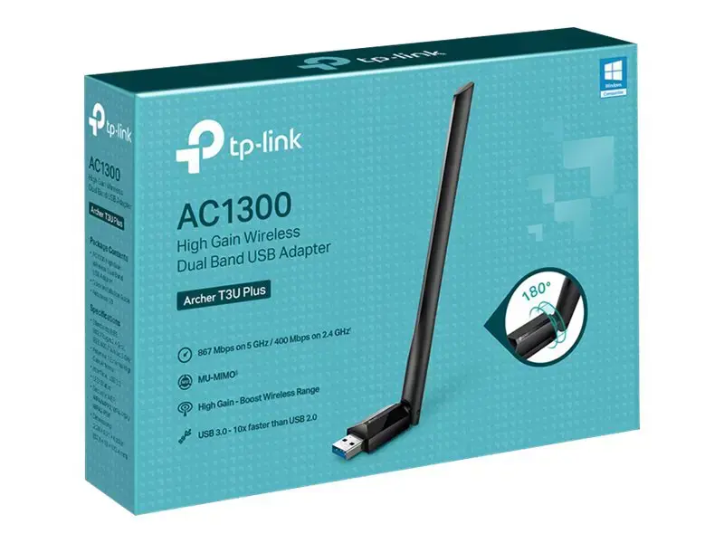 TP-LINK AC1300 didelės galios "Wi-Fi" dviejų dažnių juostų USB adapteris