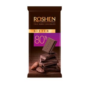 Juodasis šokoladas Roshen Bitter 80%, 85 g