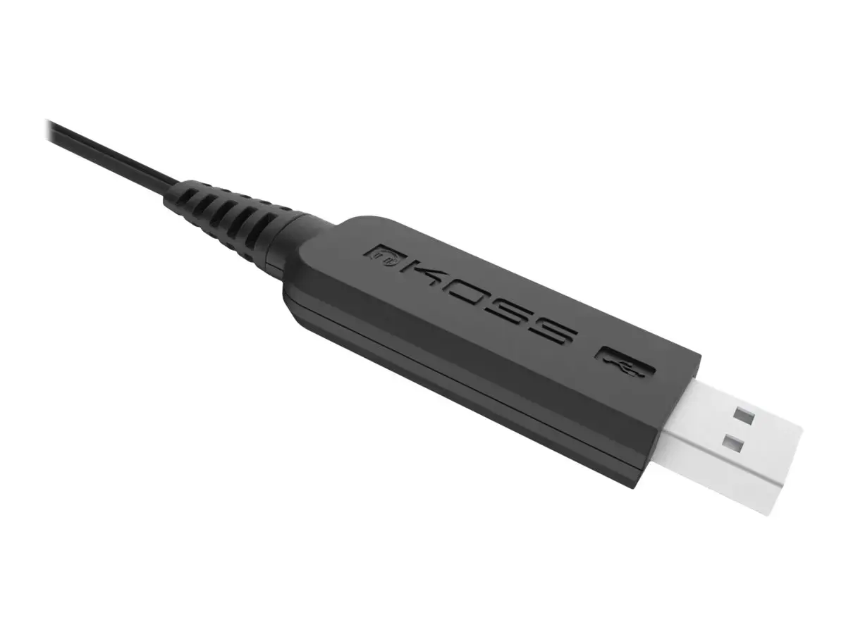 "Koss" ausinės CS200 USB laidinės, ant ausų, su mikrofonu, A tipo USB, juodos spalvos