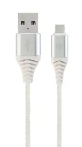 GEMBIRD CC-USB2B-AMmBM-1M-BW2 "Gembird Premium" medvilninis pintas "Micro-USB" įkrovimo ir duomenų …