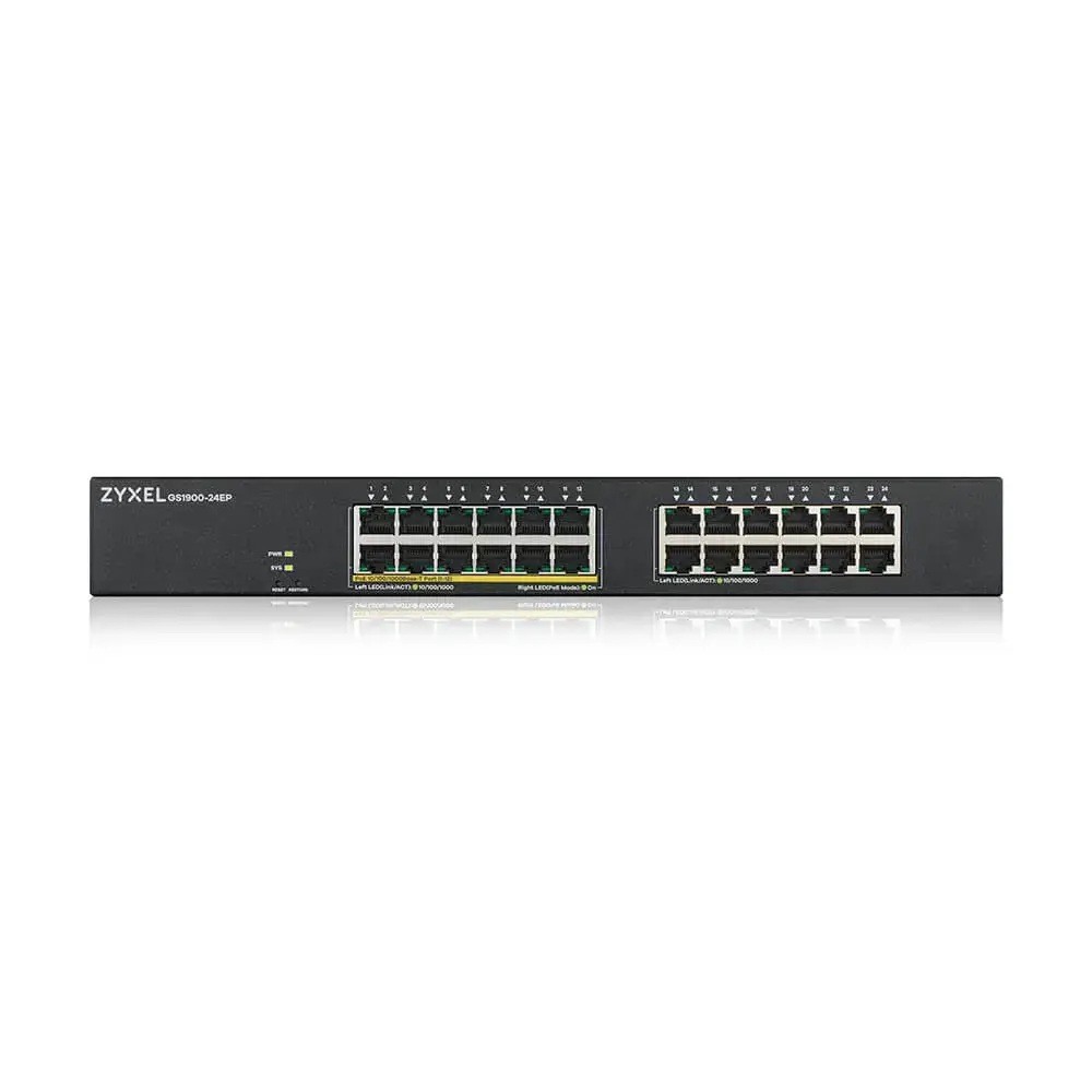 Zyxel GS1900-24EP, valdomas, L2, Gigabit Ethernet (10/100/1000), dvipusis duomenų perdavimas, maitinimas per Ethernet (PoE), montavimas į stovą