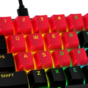 "HyperX" guminiai klavišų dangteliai, klaviatūros dangtelis, termoplastinis elastomeras (TPE), 1,4 mm, raudonos spalvos
