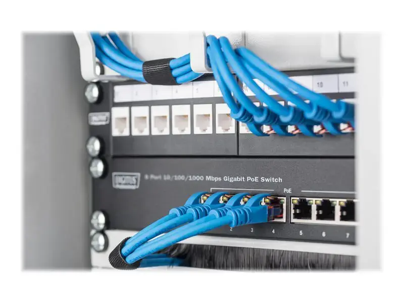 DIGITUS 10 colių 8 prievadų Gigabit Ethernet PoE komutatorius 8 x 10/100/1000Mbps RJ45 PoE 96W su 10 colių laikikliais