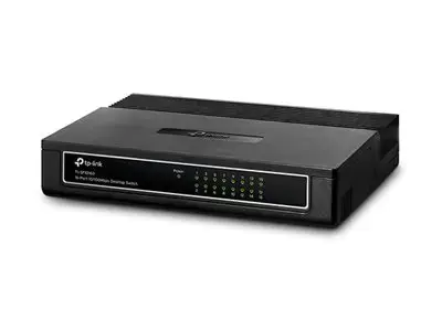 "TP-Link" 16 prievadų 10/100 Mbps stalinis komutatorius, nevaldomas, "Fast Ethernet" (10/100), dvipusis duomenų perdavimas, montuojamas ant sienos