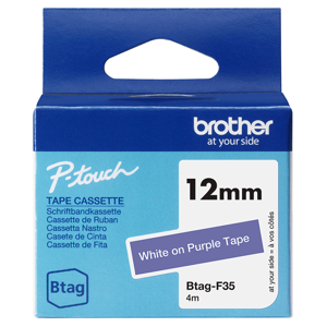 Brother BTAG-F35, White on purple, Philippines, 5 year(s), Brother, P-touch PT-N10, PT-N20, PT-N25B…