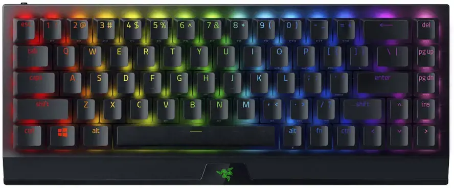 "Razer BlackWidow V3 Mini HyperSpeed" mechaninė žaidimų klaviatūra, RGB LED apšvietimas, "Nordic", belaidė, juoda, geltonas jungiklis