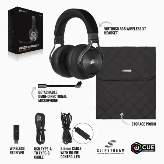 "CORSAIR Gaming Virtuoso RGB Wireless XT High-Fidelity Gaming Headset" žaidimų ausinės "Slate EU" versija