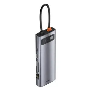 Hub 9in1 Baseus Metal Gleam Series, USB-C to 3x USB 3.0 + HDMI + USB-C PD + Ethernet RJ45 + microSD…