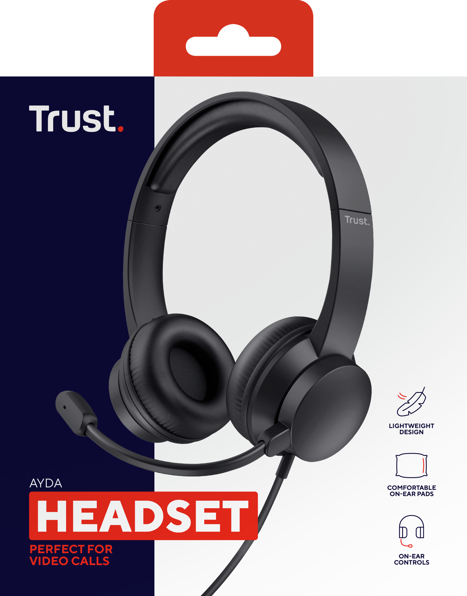 Trust Ayda, Wired, Calls/Music, 20 - 20000 Hz, 155 g, Headset, Black