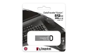 Kingston Technology DataTraveler 512GB Kyson USB Flash Drive, 512 GB, USB Type-A, 3.2 Gen 1 (3.1 Gen 1), 200 MB/s, Capless, Silver
