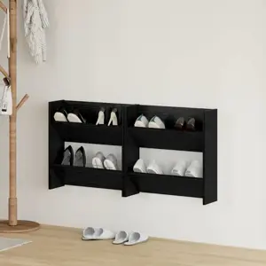 Sieninės batų spintos Kita 2 pcs juoda ąžuolo Apdirbta mediena