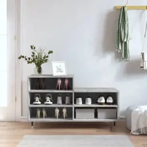 Spintelė batams, betono pilka, 102x36x60cm, apdirbta mediena