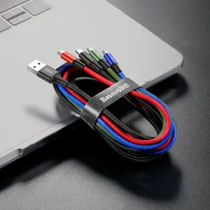 Baseus 2x Lightning | USB Type C | micro USB nylon braided cable 3.5A 1.2m black (CA1T4-A01)