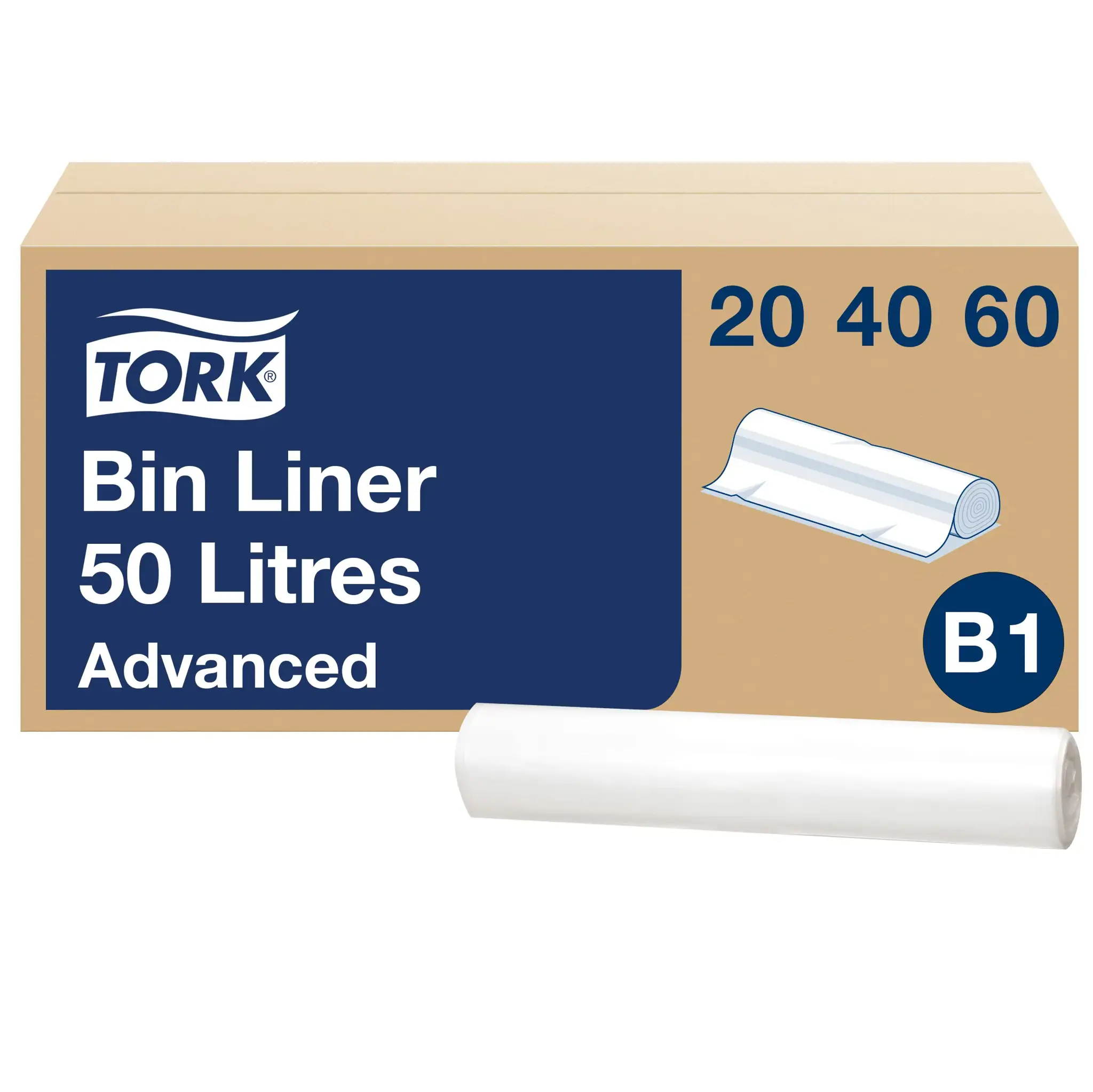Šiukšlių maišai TORK B1, 50 L, 25vnt., balti 204060