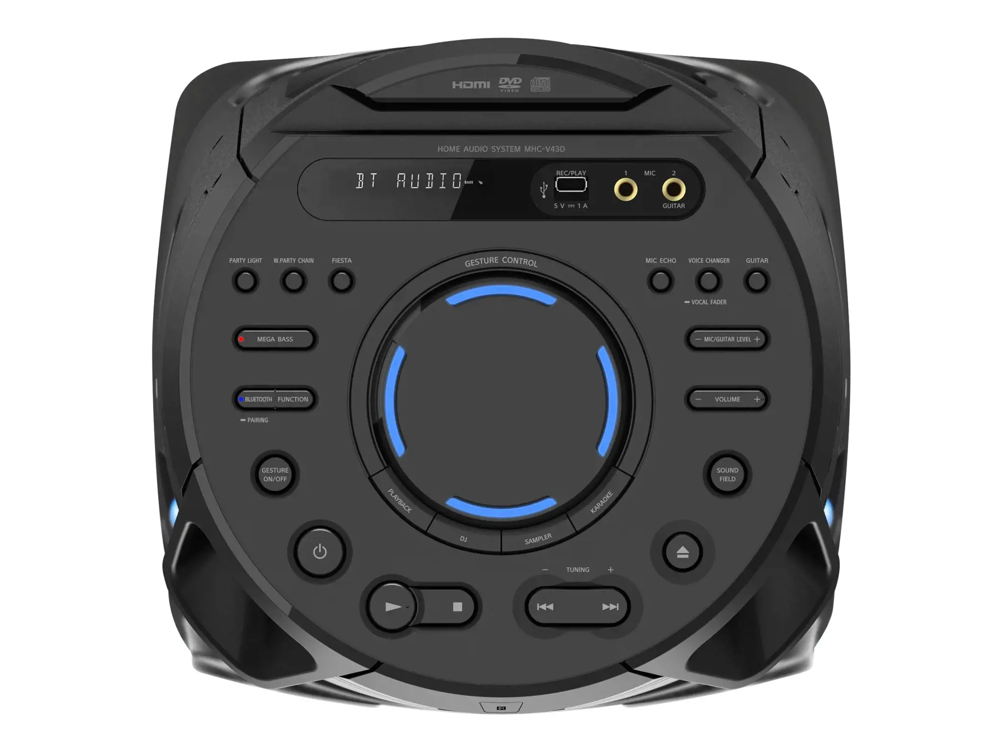 "Sony" MHCV43D, Namų garso mikrosistema, juoda, FM, CD, CD-R, CD-RW, DVD, DVD-R, DVD-RW, 0,5 W, 349,5 mm