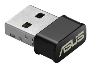 ASUS USB-AC53 Nano, belaidis, USB, WLAN, "Wi-Fi 5" (802.11ac), 867 Mbps, juodas, nerūdijantis plienas