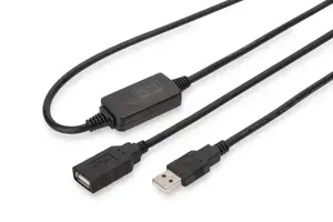 DIGITUS USB 2.0 kartotinis kabelis, 10 m USB A vyriškas / A moteriškas