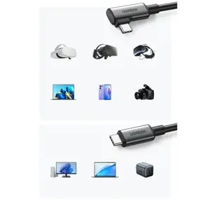 Ugreen angled cable USB Type C - USB Type C for charging 60W | data transmission with VR goggles support (e.g. Oculus Quest 2) 5m black (US551)