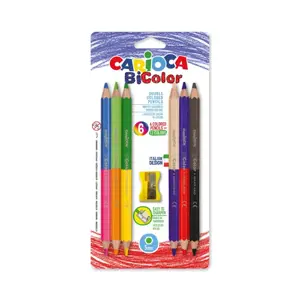 Spalvoti dvipusiai tribriauniai pieštukai CARIOCA,su drožtuku,  6 vnt.