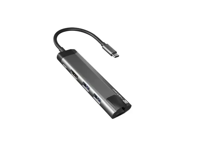 "NATEC Multiport Fowler Go USB-C -> šakotuvas USB 3.0 x2 HDMI 4K USB-C PD RJ45