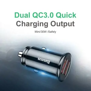 Baseus Circular Universal Smart Car Charger 2x USB QC3.0 Quick Charge 3.0 SCP AFC 30W black (CCALL-YD01)
