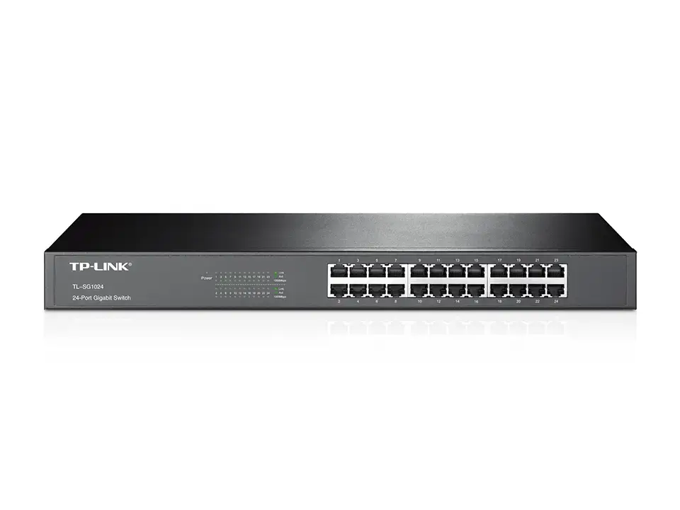 "TP-Link" 24 prievadų "Gigabit" tinklo komutatorius, nevaldomas, "Gigabit Ethernet" (10/100/1000), dvipusis duomenų perdavimas, montuojamas į stovą, 1U