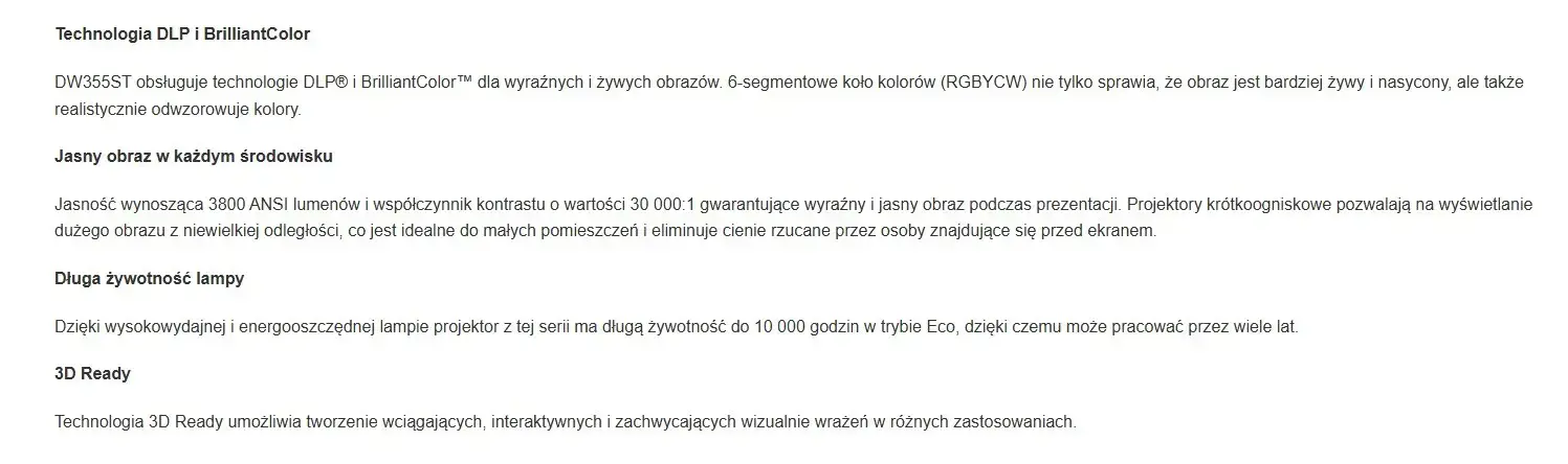 VIVITEK SHORT-THROW PROJECTOR DW355ST