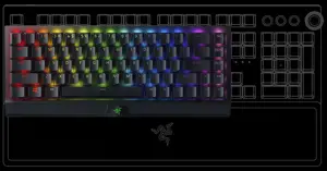 "Razer BlackWidow V3 Mini HyperSpeed" mechaninė žaidimų klaviatūra, RGB LED apšvietimas, "Nordic", belaidė, juoda, geltonas jungiklis