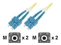 DIGITUS LWL sujungimo kabelis SC/SC 09/125um 2m vienmodis Duplex be halogenų su protokolu, geltonos spalvos