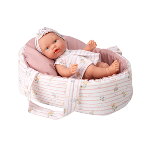 Arias kūdikėlis rožinėje nešyklėje su meškiukais, 26 cm