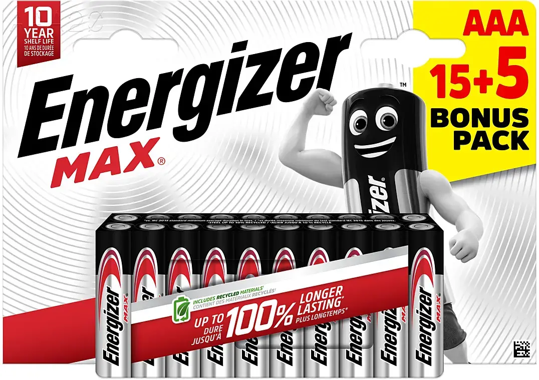 Energizer battery Max Alkaline AAA CHP20 15+5