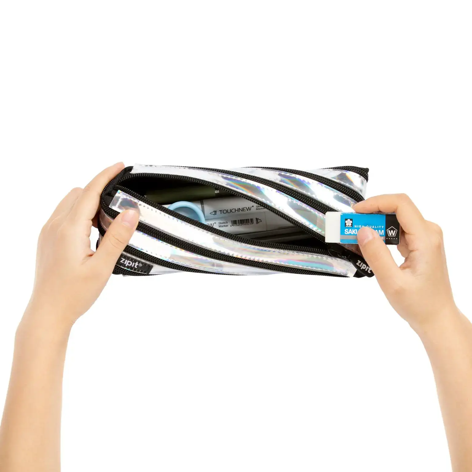 Penalas-pieštukinė ZIPIT Metallic Pouch, ZMT-2, sidabrinės spalvos