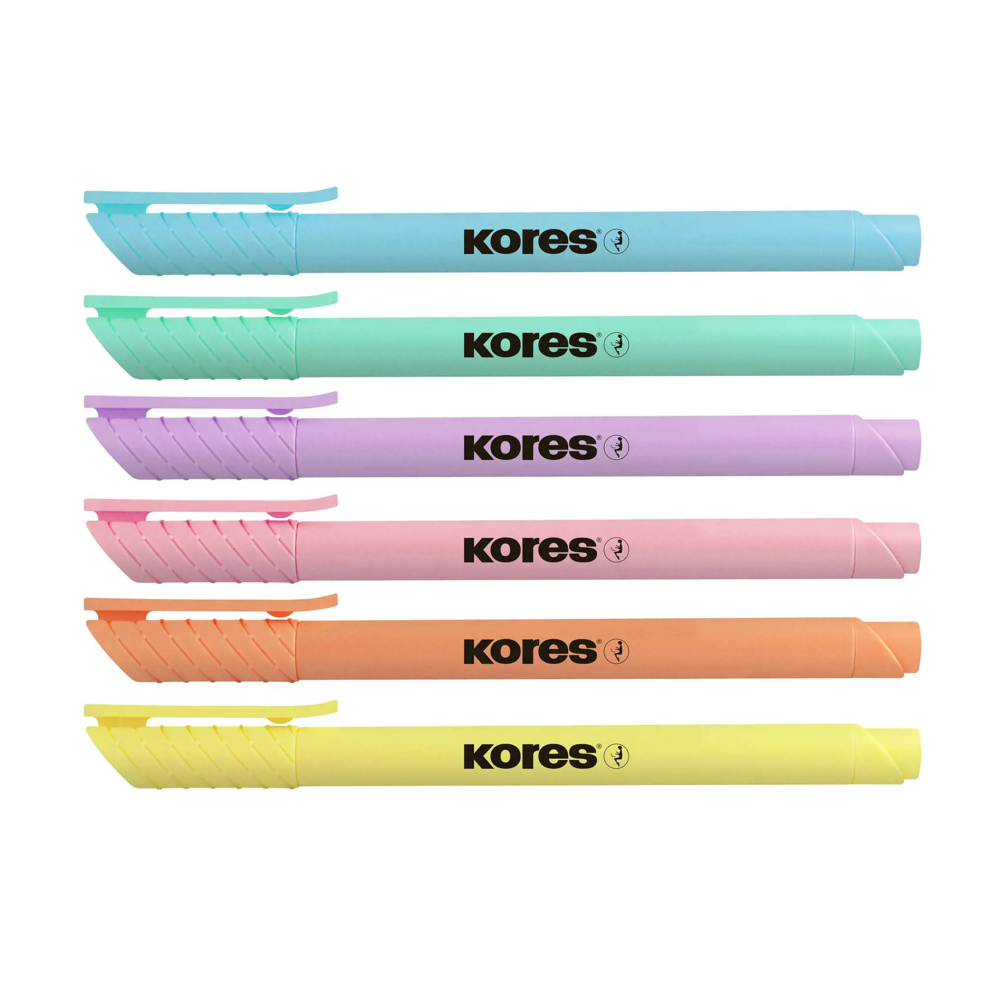 Teksto žymekliai KORES HIGH LINER PASTEL 6 spalvų rinkinys